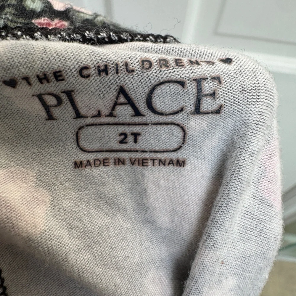 The Children's Place 2T Girls Black & Pink Floral Leggings Pants